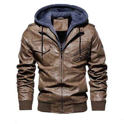 Mountainskin, novedad de 2021, chaquetas de cuero con capucha para hombre, chaqueta informal de otoño para motocicleta, chaqueta de PU, abrigos de cuero para motorista, ropa de marca SA744