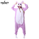 6 Modelle Kaninchen Strampler Niedlich Kigurumis Rosa Weiß Polar Fleece Tier Pyjama Häschen Anzug Karneval Urlaub Outfit Winter Nachtwäsche
