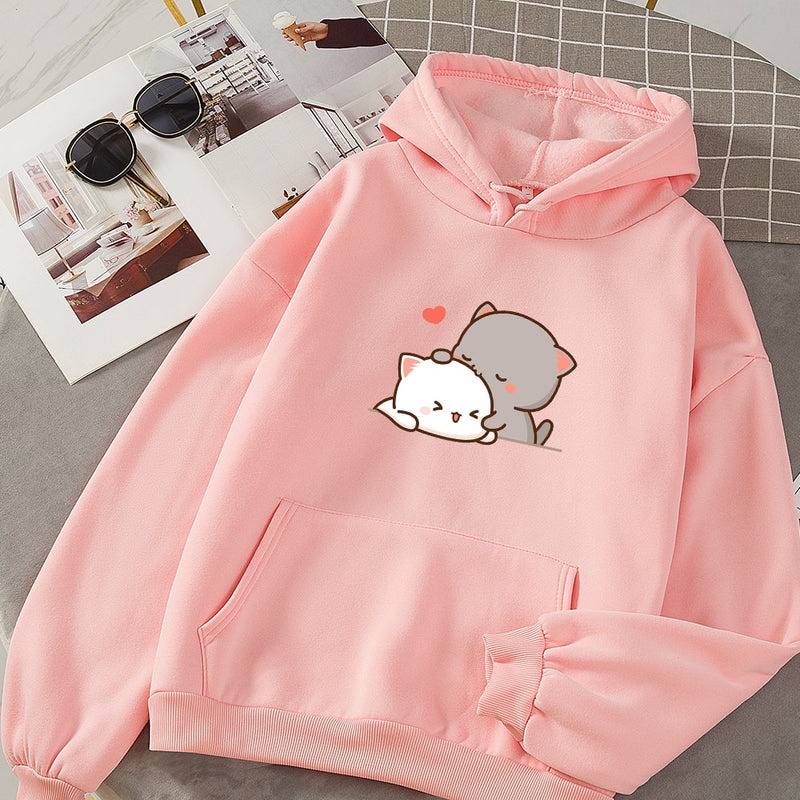 Women Autumn Hoodie Sweatshirts Korean Fashion Hoody for Ladies Kawaii Anime Jumper Streetwear Plus Size Sweatshirts Couple