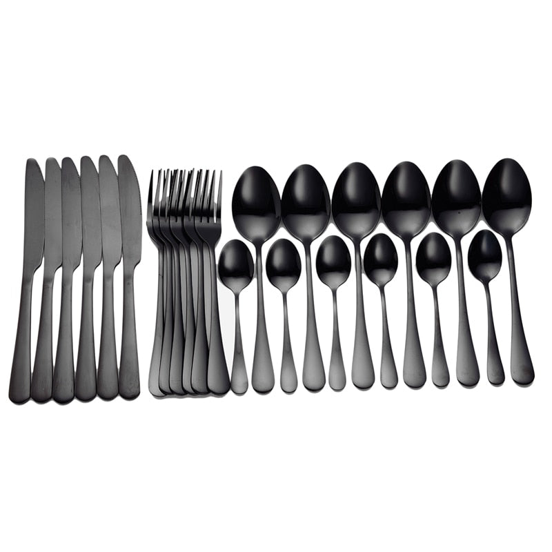 Tableware 24 Pcs Rainbow Cutlery Stainless Steel RainbowCutlery Set Tableware Set Fork Spoon Knife Set Gift Dinnerware Set Box