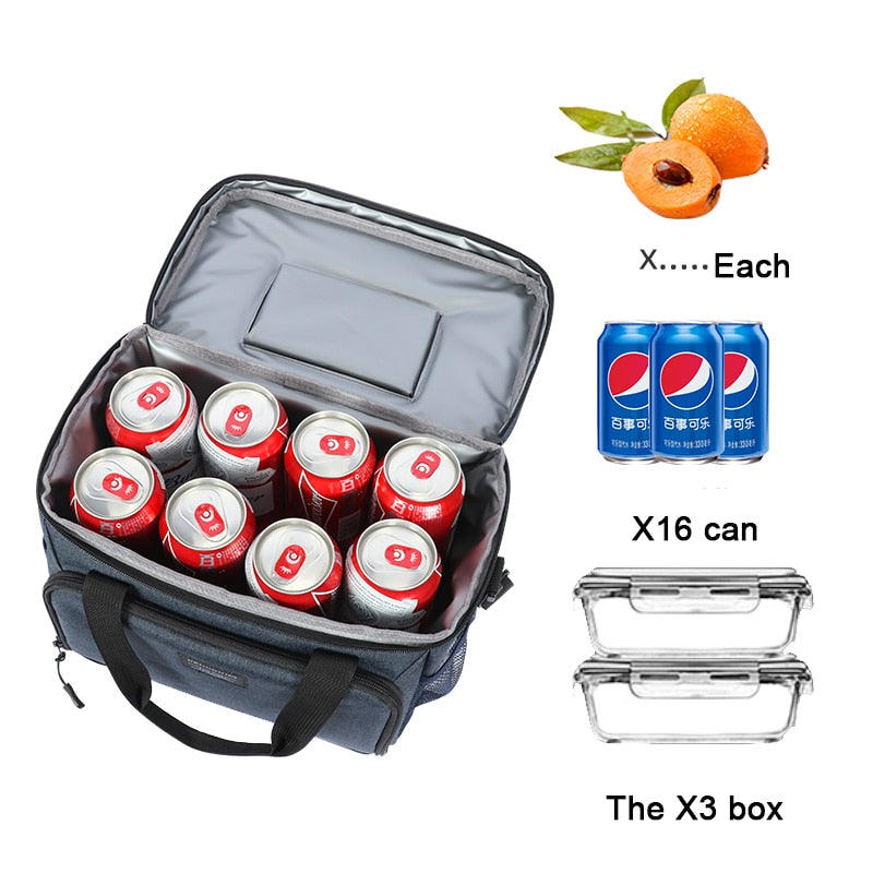 DENUONISS 13L Insulated Thermal Cooler Lunch Box Bag For Work Picnic Bag Car Bolsa Refrigerator Portable Shoulder Bag