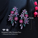 CWWZircons Noble Luxury Multicolor Purple Red Cubic Zirconia Long Drop Leaf Earrings for Women Party Costume Jewelry CZ978