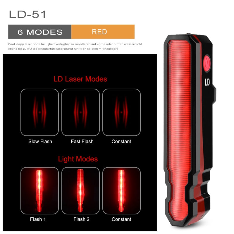 Fahrrad wasserdichtes Rücklicht Reitrücklicht LED USB wiederaufladbares Mountainbike Fahrradlicht Rücklicht Helmlicht Multi-Mode