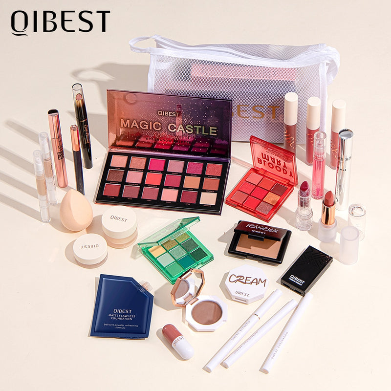 QIBEST Professional Makeup Kit All In One Cosmetics Set Lipstick Eyeshadow Mascara Concealer Eyebrow  Women Make Up Set Gift