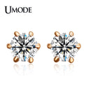 UMODE Roségoldfarbene 6 Krappen funkelnde 0,5 ct Cubic Zirkonia Cubic Zirconia Post CZ Ohrstecker JE0137A
