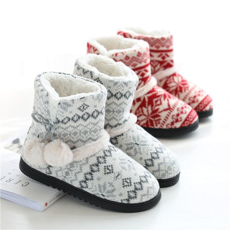Winter Fur Home Slippers Women Warm Cotton Flat Platform Indoor Floor Shoes For Female Womens Girls Weave Plush Cozy Slippers