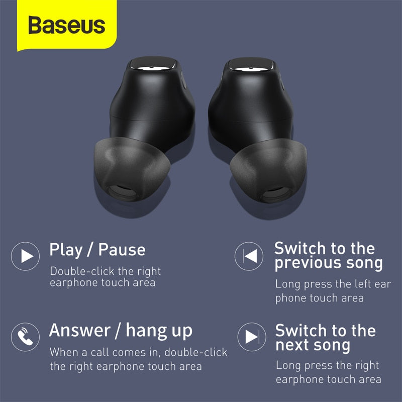 Baseus WM01 Mini TWS Auriculares inalámbricos Auriculares Bluetooth 5.0 Auriculares inalámbricos verdaderos Auriculares para iPhone 12 Pro Auriculares Xiaomi
