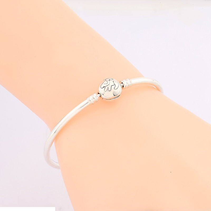 Anomokay Neu 100% 925 Sterling Silber Niedlicher Kleiner Löwe Armreifen Armbänder für Kinder Mode Geburtstagsgeschenk S925 Silber Schmuck