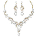 Luxus Kristall Ohrringe Halskette Braut Hochzeit Schmuck Set Elegante Braut Party Prom Kostüm Kleid Zubehör Geschenk für Frauen