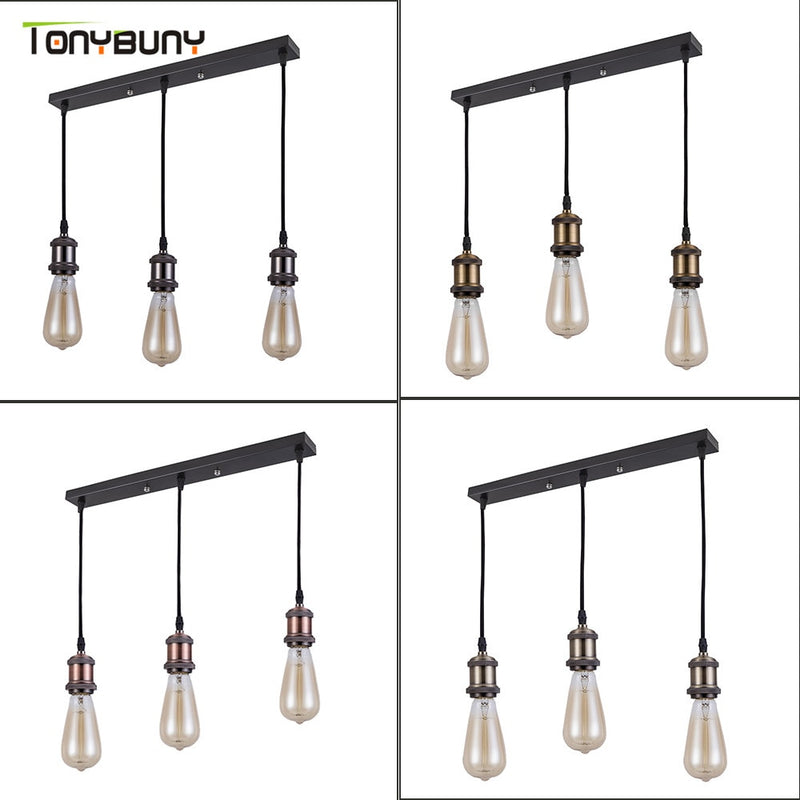 Retro Industrial Loft LED Bar Pendent Lamp E27 Socket Pendant lights Aluminum Dining Room Pendent Lights Kitchen Hanging Lamps