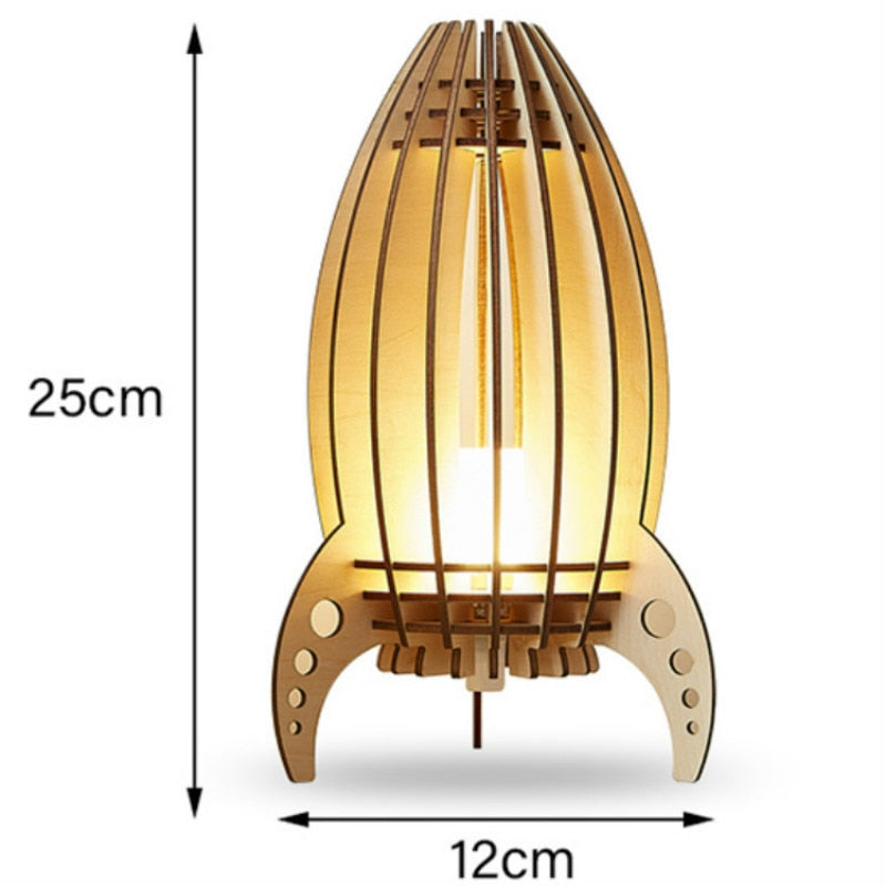 Holz LED Nachtlichter Lampe Rocket Remote USB Nachtlichter Wohnzimmer Schlafzimmer Dekoration Kinder Weihnachtsgeschenke Schreibtischlampe 2020 Hot