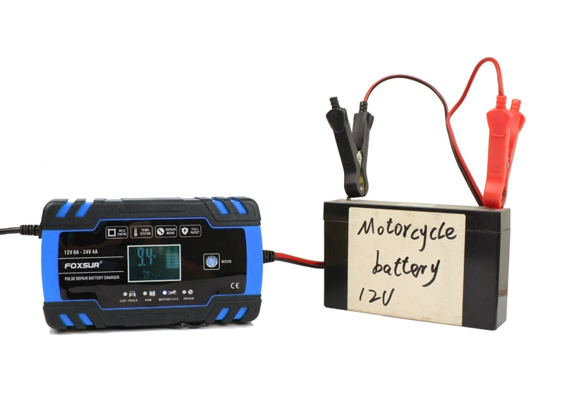 FOXSUR 12V 24V Smart Autobatterieladegerät 60AH 100AH ​​120AH 150Ah Batterieladegerät Motorclcle Batterieladegerät