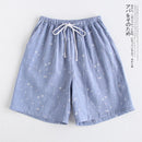 Paar Pyjamas Sommer Baumwolle Gaze Shorts im japanischen Stil einfache elastische Taille lässig große Gitter Männer und Frauen zu Hause Hosen