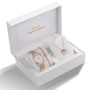 IBSO, conjunto de reloj de cuarzo para mujer, pulsera de diseño de cristal, collar, conjuntos de reloj, joyería femenina, reloj de lujo de plata a la moda, regalo para mujer