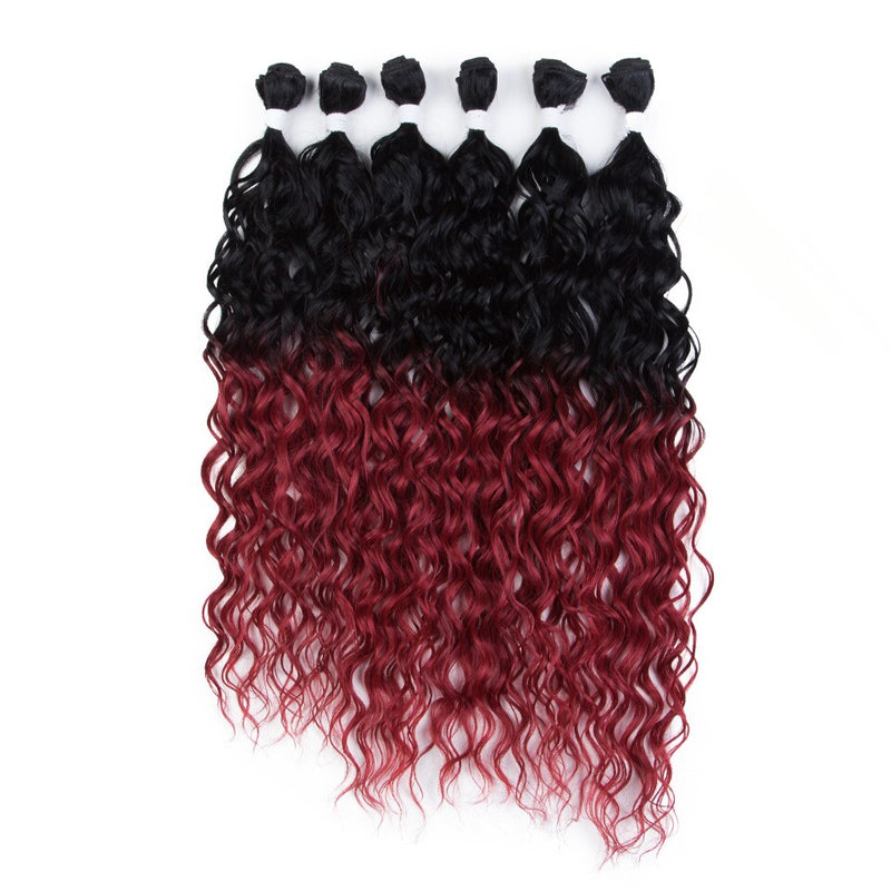 Magic Synthetic  6PCS 24 26 28inches Kinky Curly Hair Bundles Ombre Blonde Color Fake Hair Extensions Curly Hair Accessories