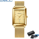 CRRJU Uhr Herren Top-Marke Luxus Square Golden Quarz Edelstahl Wasserdicht Armbanduhr Relogio Masculino