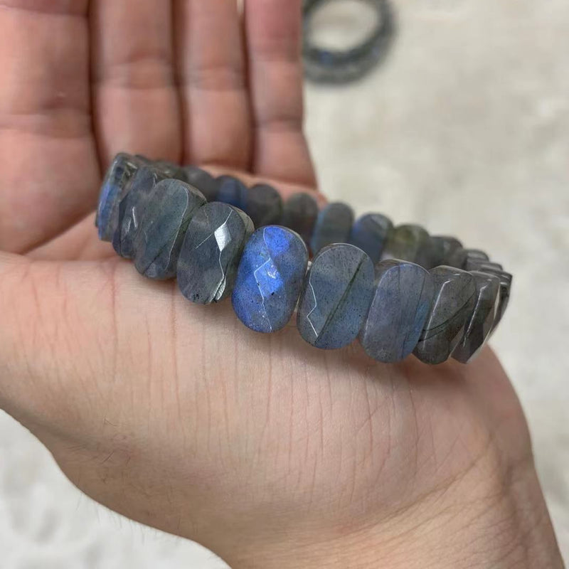 A+++ blue rainbow labradorite stone beads bracelet natural stone bangle with cat's eye for women men bracelet