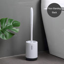 Escobilla de silicona para inodoro con soporte, escobilla de plástico para inodoro, escobilla de limpieza para inodoro de baño montada en la pared o de pie