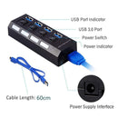 USB HUB 3.0 4 7 Port USB Multi Splitter mit Netzschalter Netzteil Adapter für Macbook PC Computer Laptops Notebook Zubehör