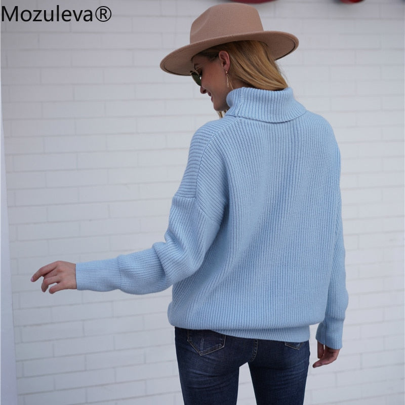 Mozuleva 2022 Herbst Winter Pullover Grundlegender warmer Pullover für Frauen weich gestrickt solide koreanische Rollkragenpullover Mode Pullover Tops