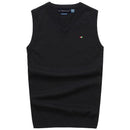 Chaleco de buena calidad para primavera y otoño para hombre, jerséis sin mangas, jerséis 100% de algodón, chaleco tejido informal, Tops de punto para hombre a la moda