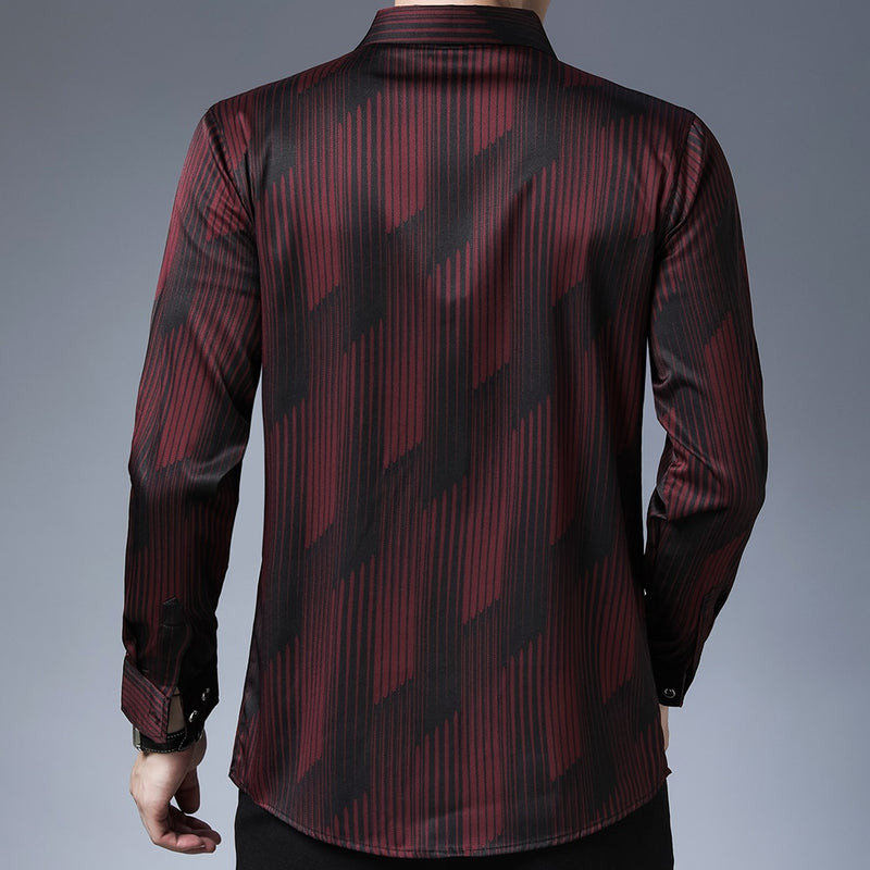 2022 Marke Neue Langarm Männer Social Shirt Streetwear Casual Gestreifte Hemden Kleid Herren Slim Regular Fit Kleidung Mode 1302