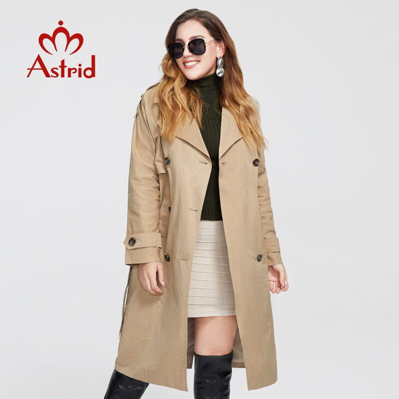 Astrid New Spring Autumn Trench Coat long Fashion Windproof  hood large size Outwear Windbreaker female clothing 7246