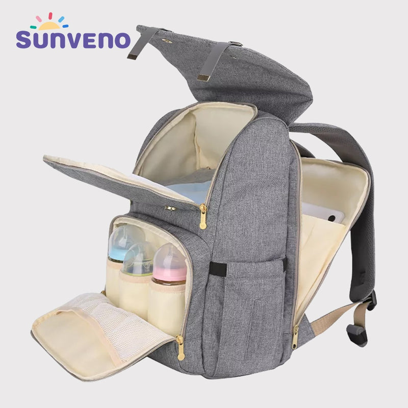 SUNVENO, bolsa de pañales de moda, bolsa de pañales de maternidad para mamá, mochila de viaje de gran capacidad, bolsa de lactancia para el cuidado del bebé