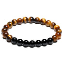 Natürlicher Grad A 8mm Tigerauge Stein und schwarze helle Onyxperlen Halskette108 Perle Mala Schmuck Buddha Gebetsarmband Damen Herren