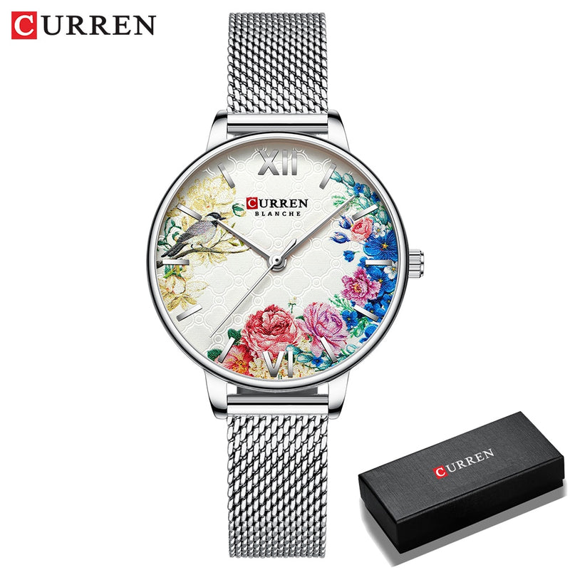 Damenuhren CURREN Schwarze Uhr Edelstahl Mesh Quarz Armbanduhr Weibliche Casual Charm Watch für Damen relogios feminino