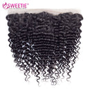 Sweetie Brazilian Deep Wave Bundles mit frontalem Verschluss, 100 % Echthaar-Webart, 3 oder 4 Bundles mit Ohr-zu-Ohr-Frontal, nicht remy