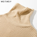 WOTWOY, suéter de cuello alto de punto para otoño e invierno, suéteres gruesos largos de gran tamaño para mujer, jerséis de Cachemira sólida, Tops coreanos