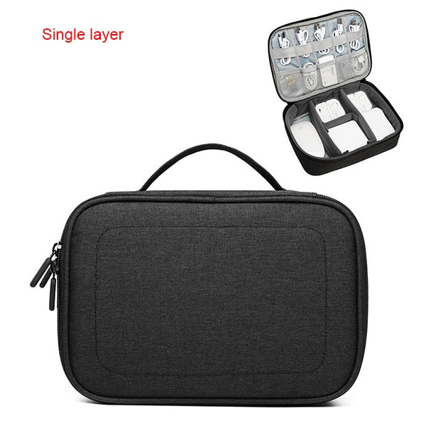 Electronic Wires Charger Gadget Organizer Large Capacity Cable Bag Travel Digital Storage Bag Cosmetic Kit Case Accessories Item