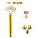2 in 1 Electric Jade Roller Natural Rose Quartz Vibrating Massager Face Lift Slimming Wrinkle Removal Skin Tightening