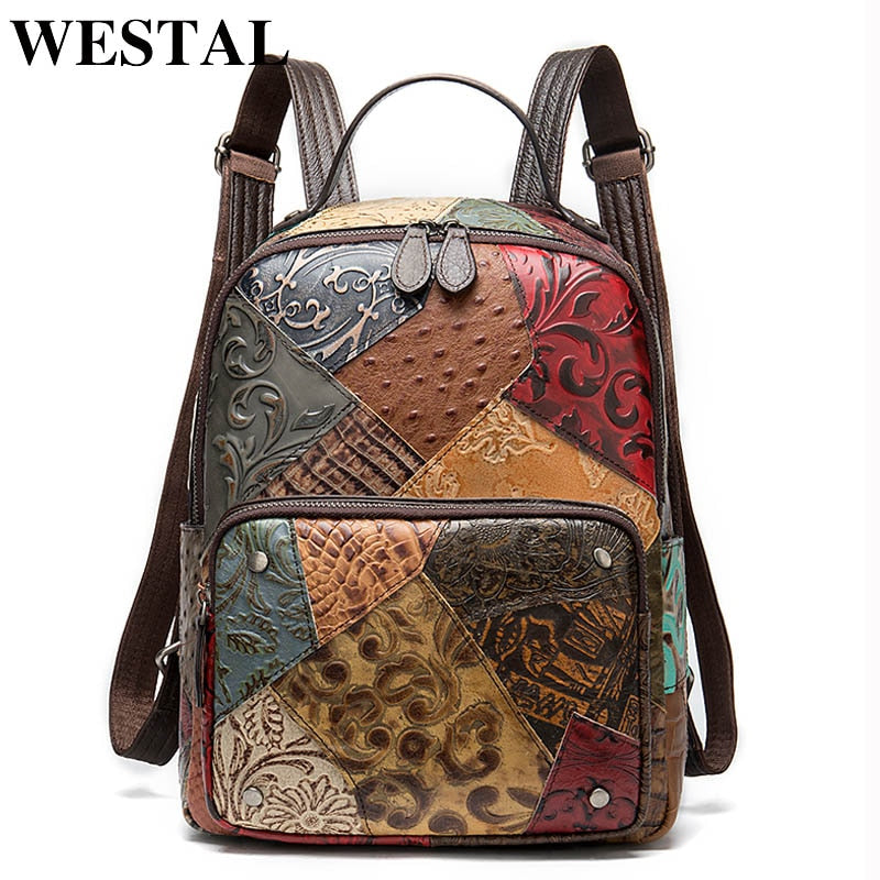 Westal Damen Leder Rucksack Damen Schultaschen für Mädchen Laptop Rucksäcke für Frauen Reisen Dayback Schulrucksack 86343