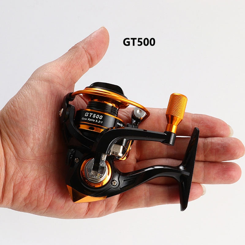 GT500 5.2:1 Mini Spinning Reel Outdoor Ice Fishing Sea Rock Raft Angling Rod Gear Metal Spool Tackle Carp Crucian Bass Reels