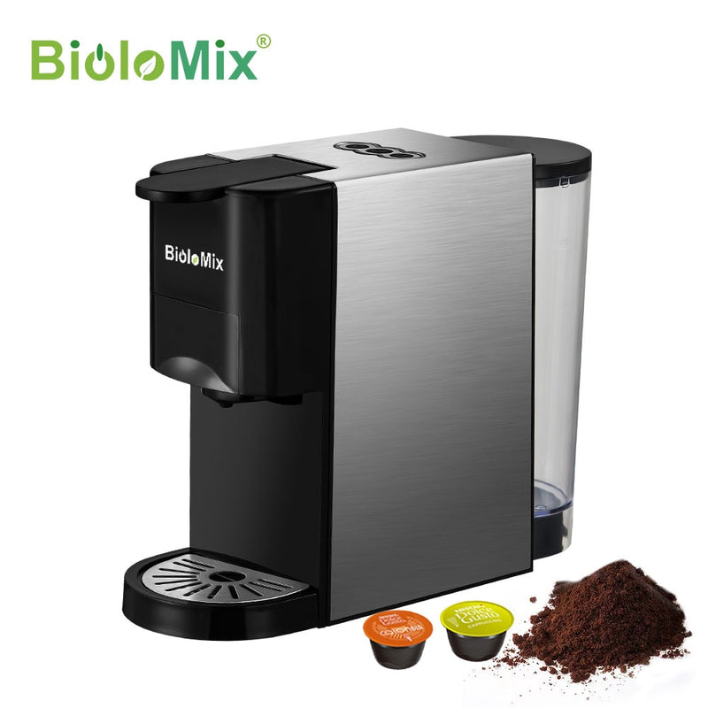 BioloMix 3-in-1-Espresso-Kaffeemaschine, 19 bar, 1450 W, mehrere Kapseln, passend für Nespresso, Dolce Gusto und Kaffeepulver
