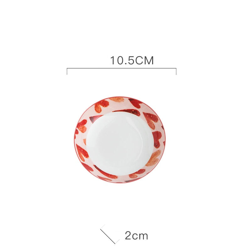 Creative bone china love red stroke ceramic plate Western steak salad dessert cake sushi home kitchen storage decorative plate