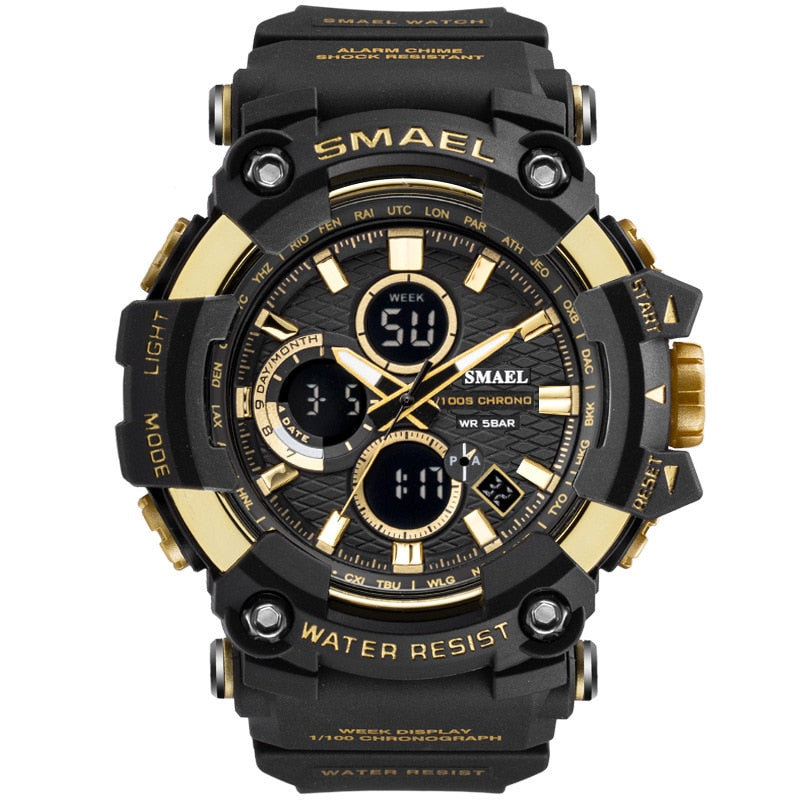 SMAEL 1802 Sport Herrenuhren Top-Marke Luxus Military Quarzuhr Herren Wasserdicht Shock Male Digitaluhr Relogio Masculino