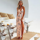 2022 Bohemian Beach Dress Women Summer Casual Sleeveless Split Floral Off Shoulder Maxi Long Boho Dress Clothing Robe Female