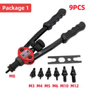 HIFESON Nietmutternpistole mit Handgewinde, 70/95/300 STÜCKE, Muttern einsetzen, manuelles Nietgerät, Nietwerkzeug für M3, M4, M5, M6, M8, M10, M12