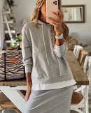 2022 neue Frauen Casual Zweiteiler Frauen Elegant Hoodie Sweatshirt Und Harajuku A-Linie Röcke Zweiteiler Fronttasche Anzug