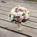 Meldel New Purple White Wedding Bouquet Handmade Artificial Flower Rose Buque Casamento Brautstrauß für Hochzeitsdekorationen
