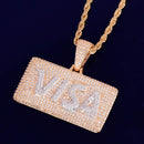 Visa Card Shape Anhänger Kubikzircon Herren Hip Hop Halskette Schmuck