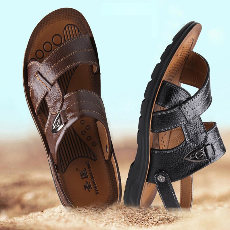 Sommer echtes Leder Strand Sandalen Herrenschuhe große Größe 49 50 Ledersandalen für Herren Soft Comfort Outdoor Walking Man Footwear