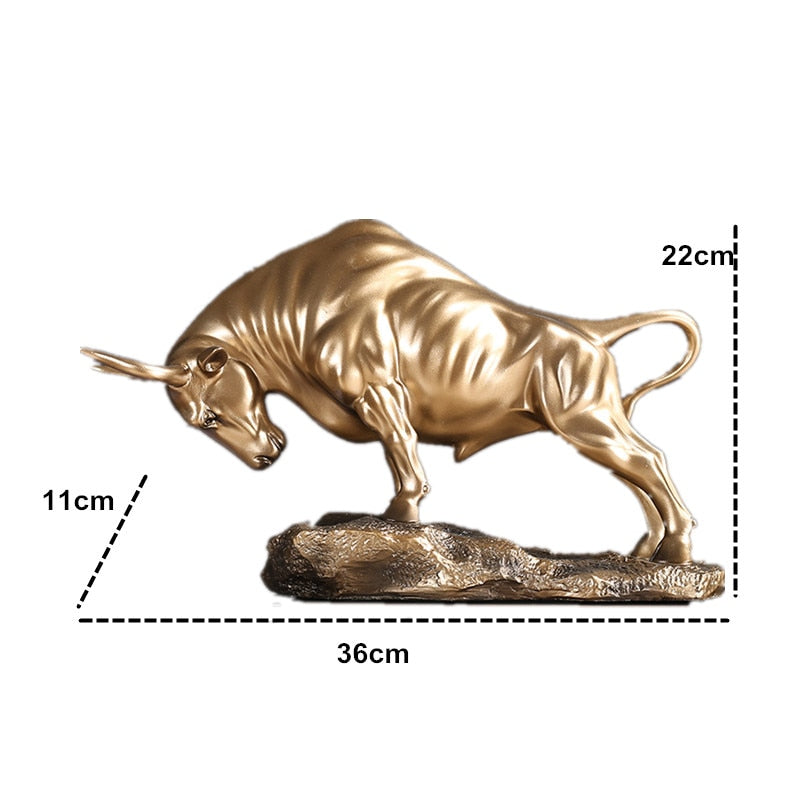 VILEAD 36 cm Wall Street Bull Statue Harz Bürodekoration Tierhandwerk Reichtum Statue Wohnzimmer Dekoration Skulptur Geschenke