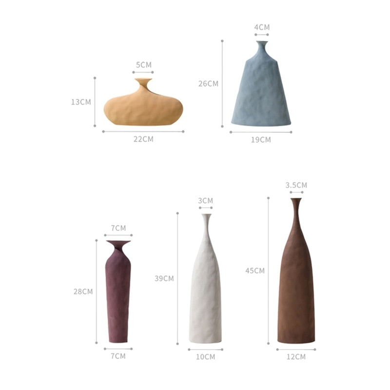 VILEAD Ceramic Flower Vases Figurines Nordic Cylinder Flower Pots Home Living Room Decoration Hogar Handicraft Modern Ornaments