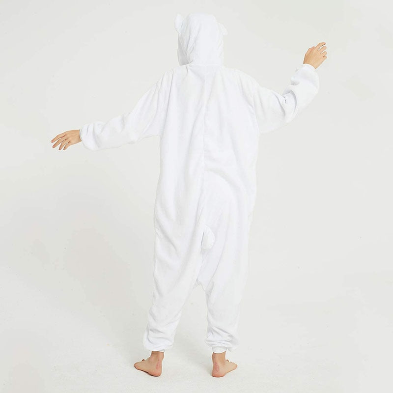 Cartoon Pijamas Onesies für Erwachsene Eisbär Kigurumi Pyjamas Frauen Tier Weiß Kostüm Männer Cosplay Pyjama für Halloween Party