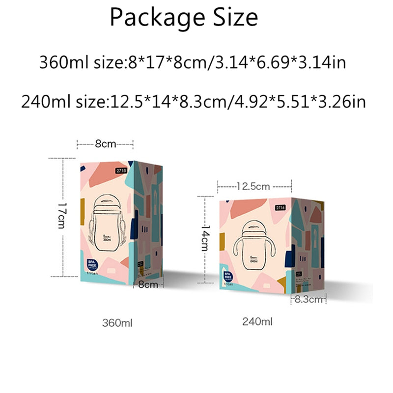 BC Babycare Baby Sippy Cup Kids Learning 360° Drinking Water Baby Bottle Leakproof V-Straw Anti-choked Handle/Shoulder Strap Cup