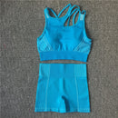 Yoga-Set Damen Ärmellos Sportanzug Workout Gym Kleidung Fitness Sport-BH Hohe Taille Shorts 2 Stück Utra Nahtlose Sportbekleidung